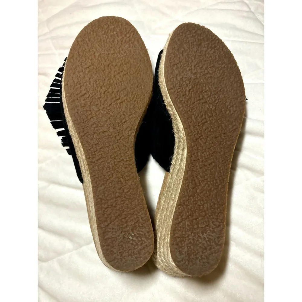 UGG Australia Danes Peep‎ Toe Suede Fringe Jute Wedge Size 10